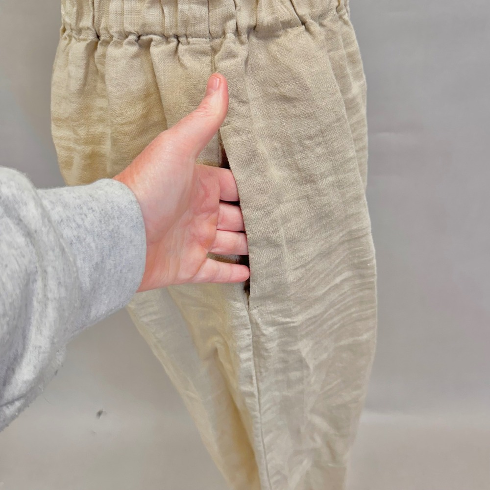 LenokLINEN tan flax Linen Lantern Pants‎ Turkish Style Relaxed Fit Size Medium - Picture 9 of 16